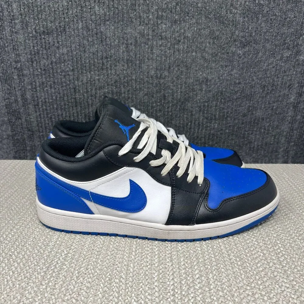 Nike Air Jordan 1 Low Retro White Royal Blue Black Shoes Mens 13 553558-140